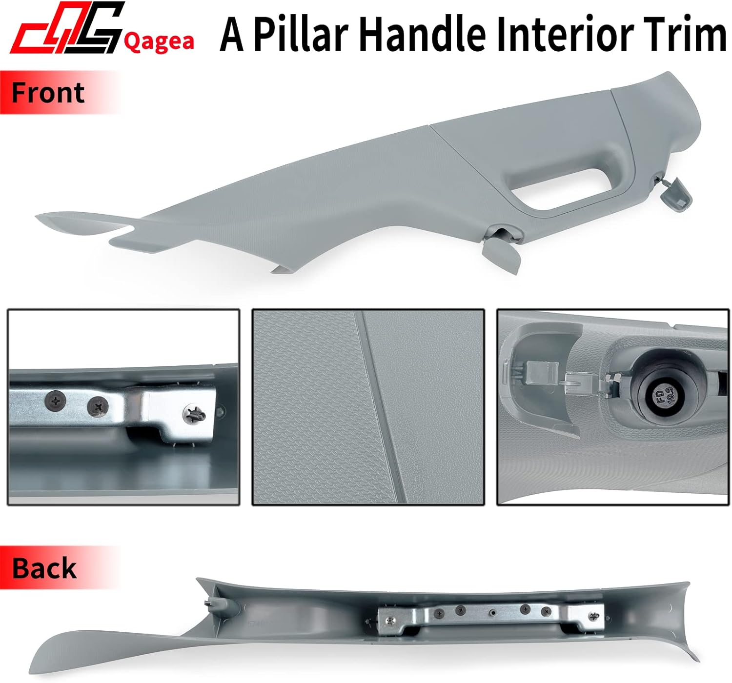 Qagea A-Pillar Grab Handle Interior Trim Passenger Right Side Replacement for 2011-2016 Ford F250 F350 F450 F550 Super Duty Replace BC3Z-2503598-AC BC3Z2503598AC(Right, Gray)