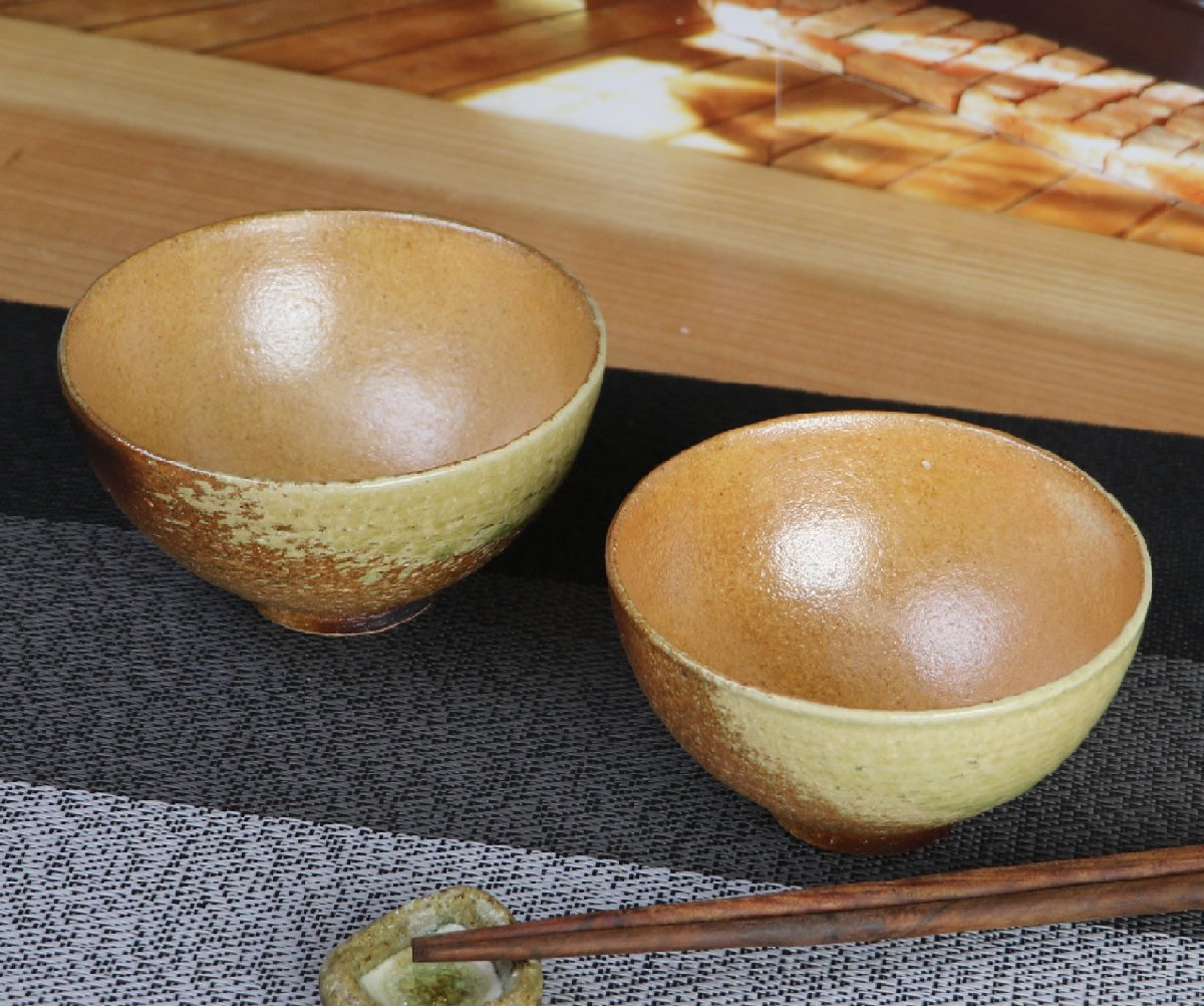 Amazon | 信楽焼 夫婦茶碗 飯椀【古信楽（大・小）茶碗w909-11＿909-12