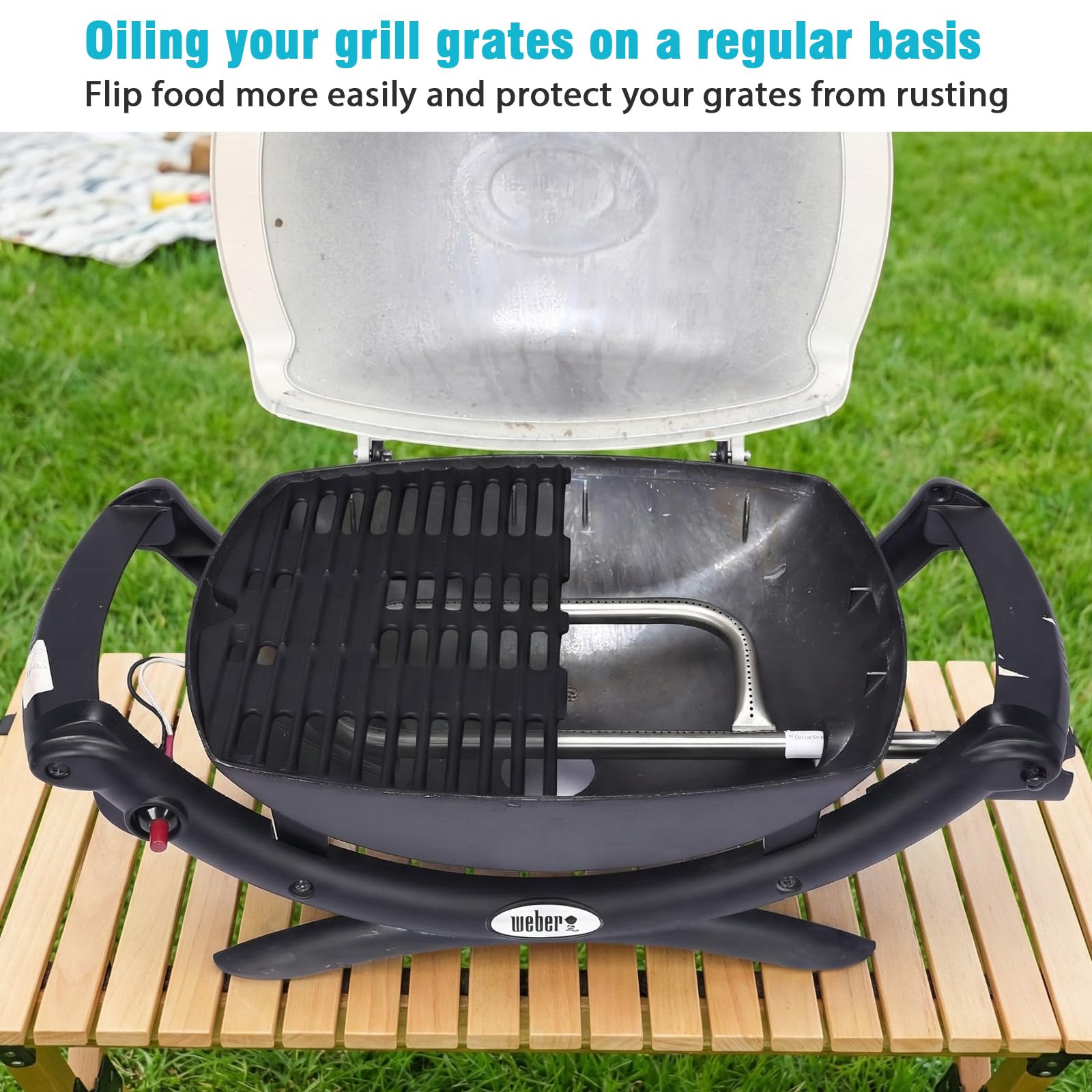 GRISUN Griglia in ghisa per barbecue Weber Q100, Q120, Q1000, Q120, Q1200, Q1200, Q1400, 2 pezzi