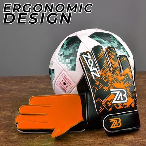 Miniatura 3 de ZABZ Guantes de portero para jóvenes, guantes de fútbol para niños, guantes de fútbol para niños, con agarre extra, protección de palma y muñeca,