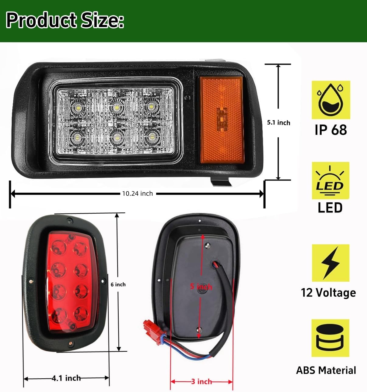 Dr.Acces Golf Cart LED Light for Club Car DS LED Light | Headlights Taillight DS Gas & Electric golf carts (1993 & up) 12V