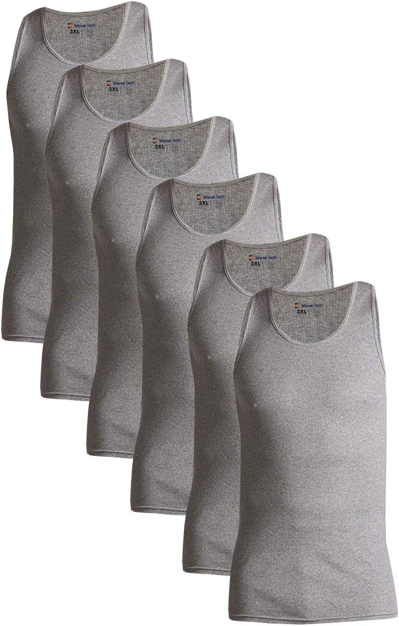 Different Touch 6 Pack Men's Big and Tall Muscle Ribbed Tank Tops A-Shirts Underwear Shirts