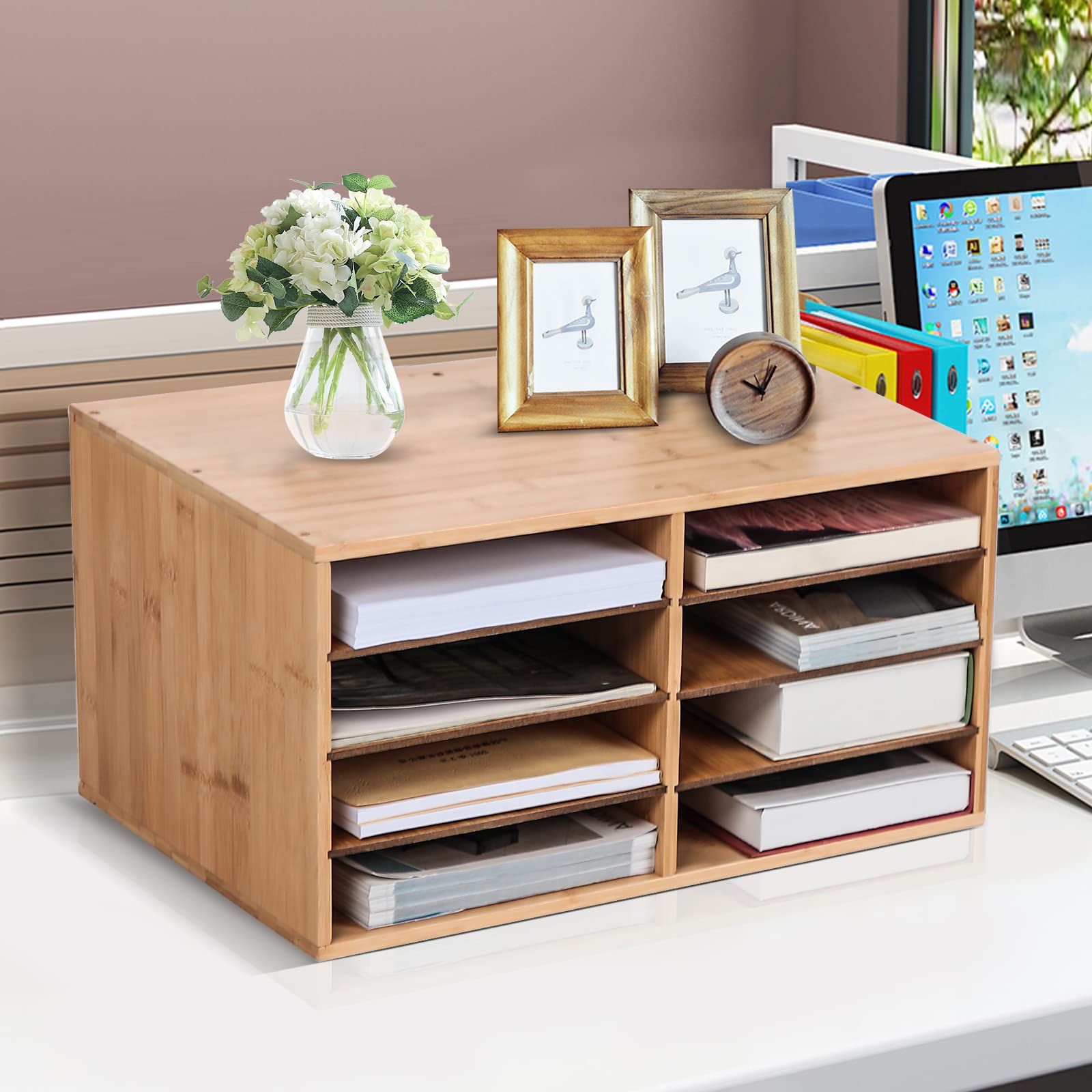 Unibos Large Desktop File Sorter Folder Organizer Letter Mail Tray Sorter Document Holder Newspaper/Magazine / A4 File/Document Organize Home Office Stationery Storage