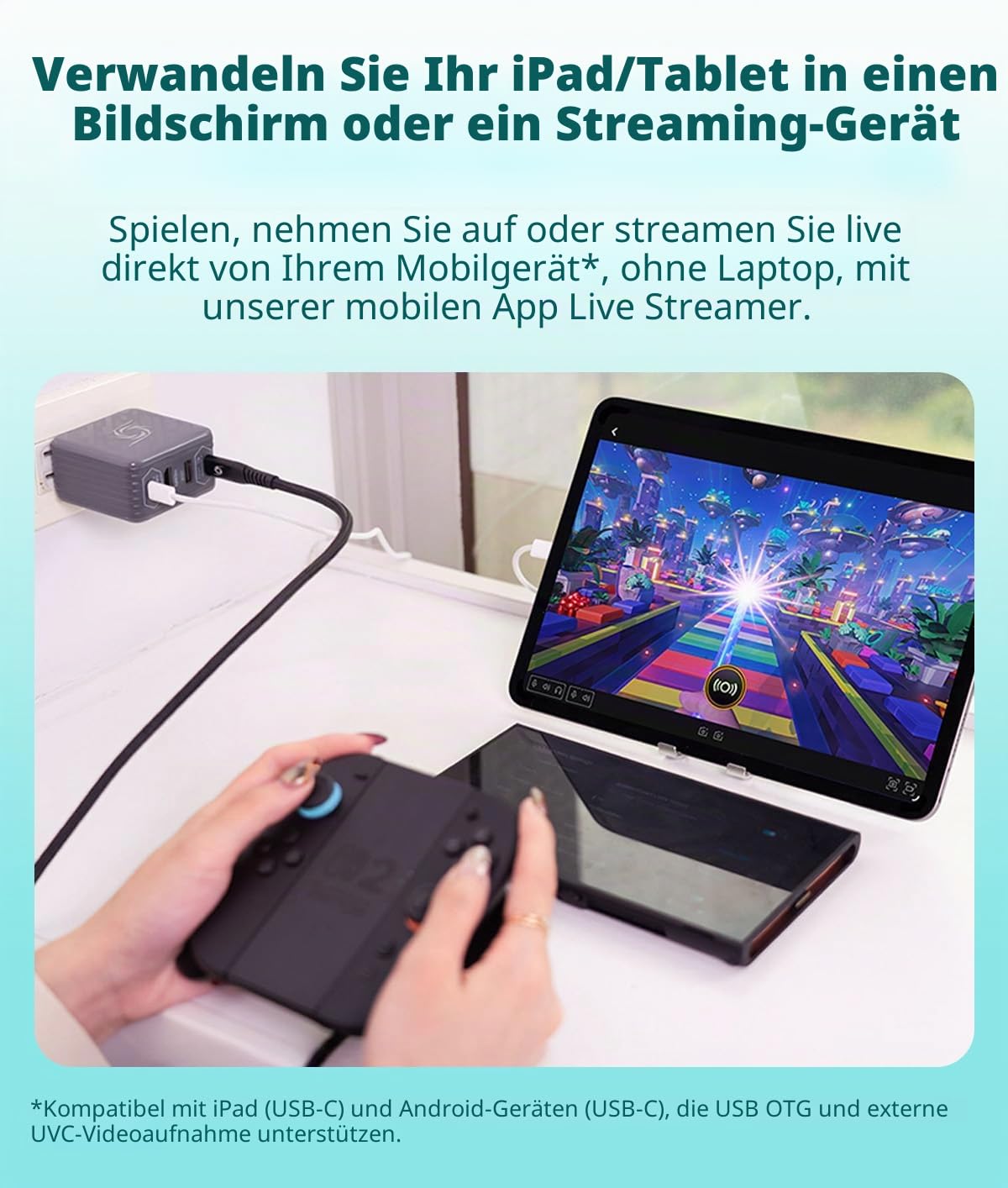 AVerMedia Capture-Karte für Streaming, 1080p60 HDMI, Tragbares Ladegerät für Nintendo Switch, 100W GaN-Schnellladung USB-C-Hub, TV-Dockingstation mit 4K60 HDMI - Elite GO GC313 Pro