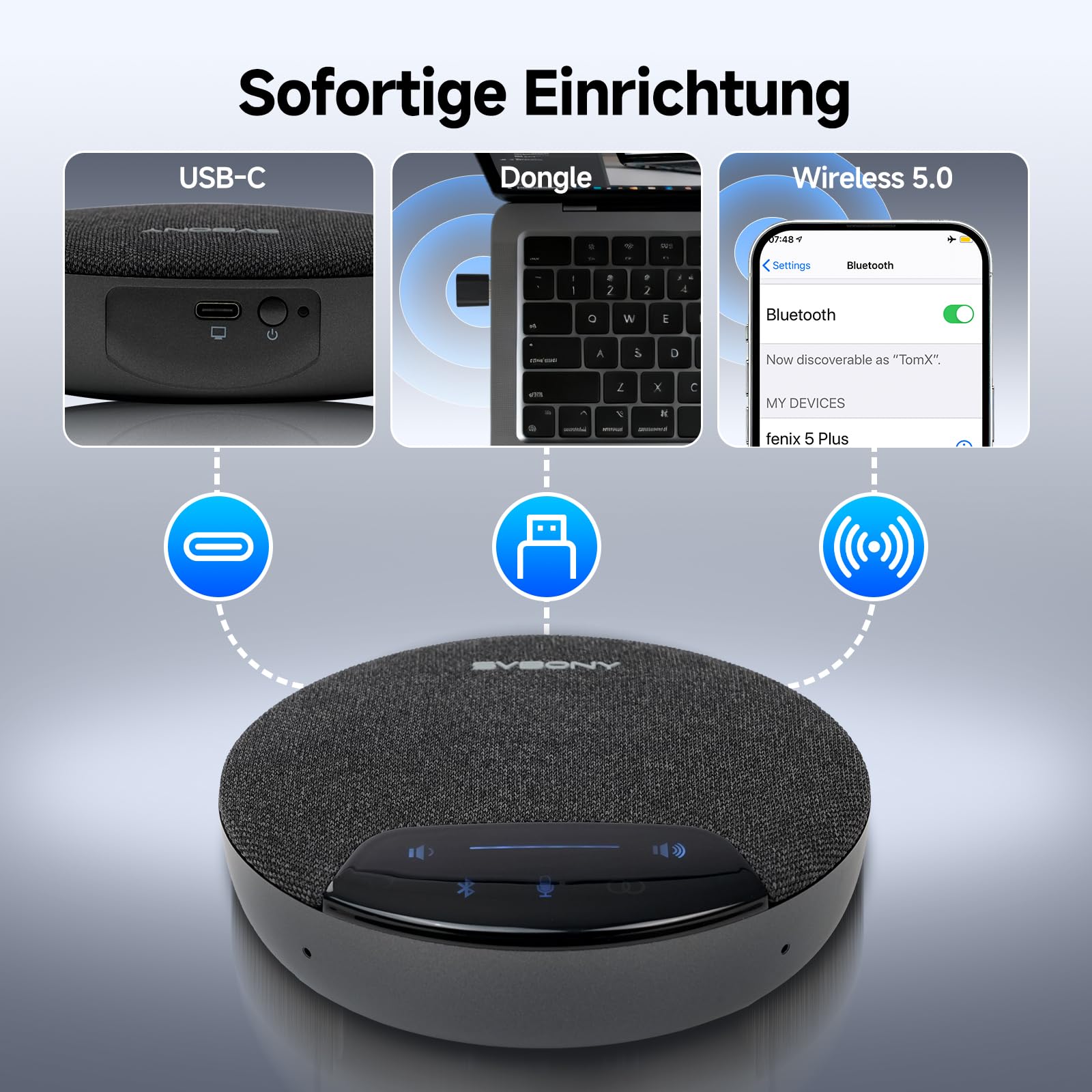 SVBONY SVN O1 Zweikanal-Funk Conference Microphone für 2-6 Personen | mit 3A+KI-Geräuschunterdrückung, 4 Mikrofonen für 360°-Sprachaufnahme, 3 Plug-&-Play-Anschlüsse für Kleine Büros