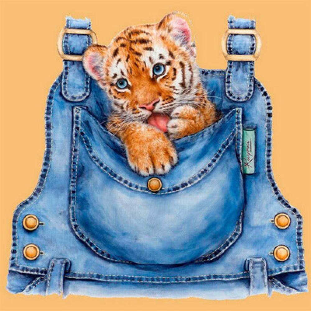Kit broderie diamant 5D tigre pour décoration murale salon et atelier créatif cosy