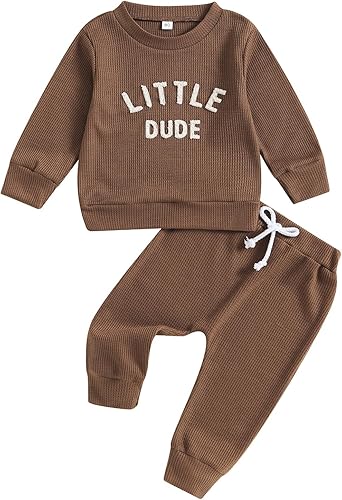 Ropa para bebé niño pequeño, sudadera de manga larga con cuello redondo, pantalones casuales, 2 piezas, traje de otoño e invierno