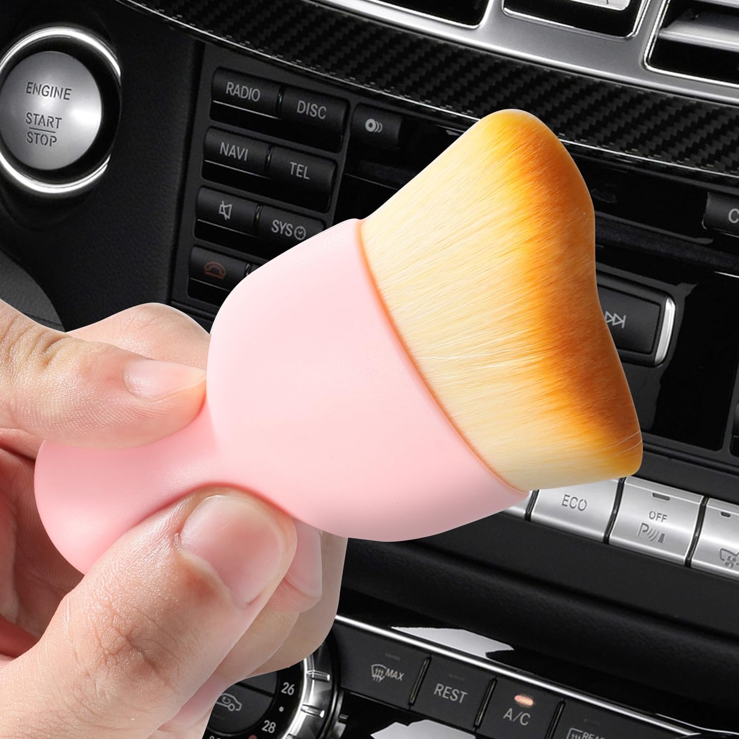 ESEWALAS Car Windshield Cleaning Tool,Soft Bristle Cleaning Brush,Auto Detail Brush Car Dash Duster Brush Interior Duster,Car Interior Cleaning Brush Dusting Brush (Pink)