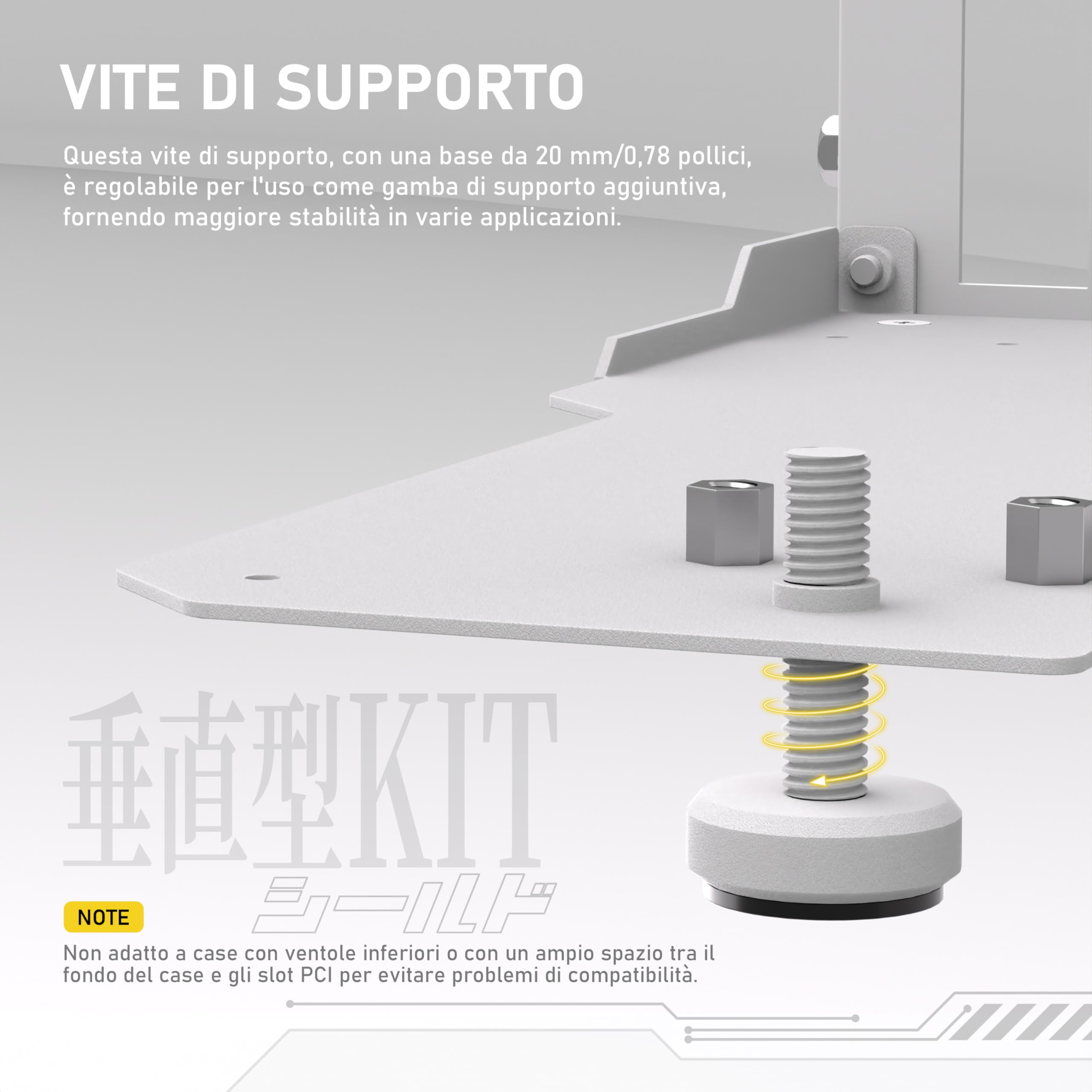 EZDIY-FAB Supporto Verticale GPU con Cavo Riser PCIE 4.0,Modulo ARGB,Estensione Flessibile 115mm/4.52in,Connettore a 90 Gradi, Compatibile Solo con Slot PCIe Completamente Aperti-Bianco-YIHPI344-3