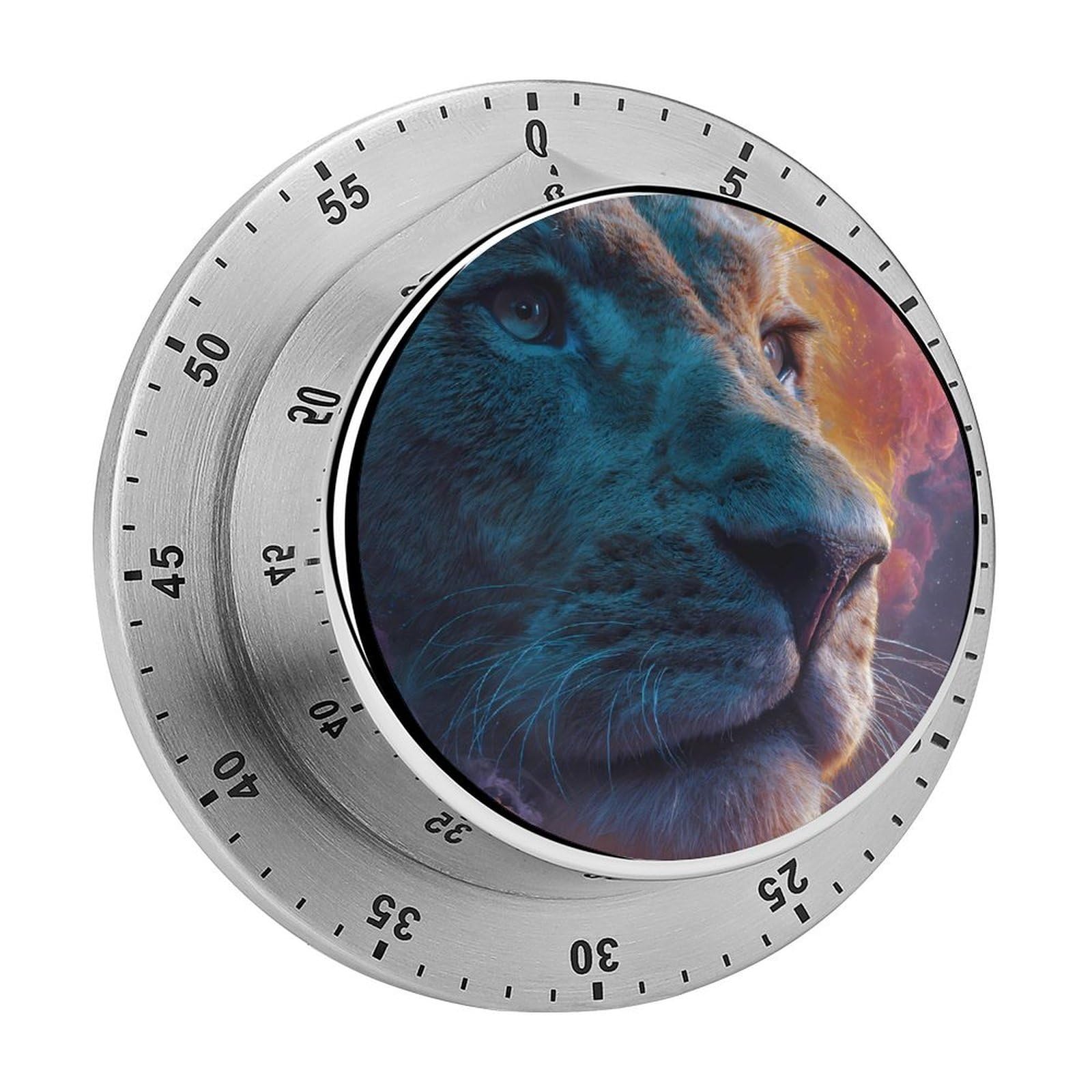 Lion Nebula Galaxy Starry Sky Mechanical Timer with Alarm for Kitchen Cooking Productivity Stainless Steel Timers