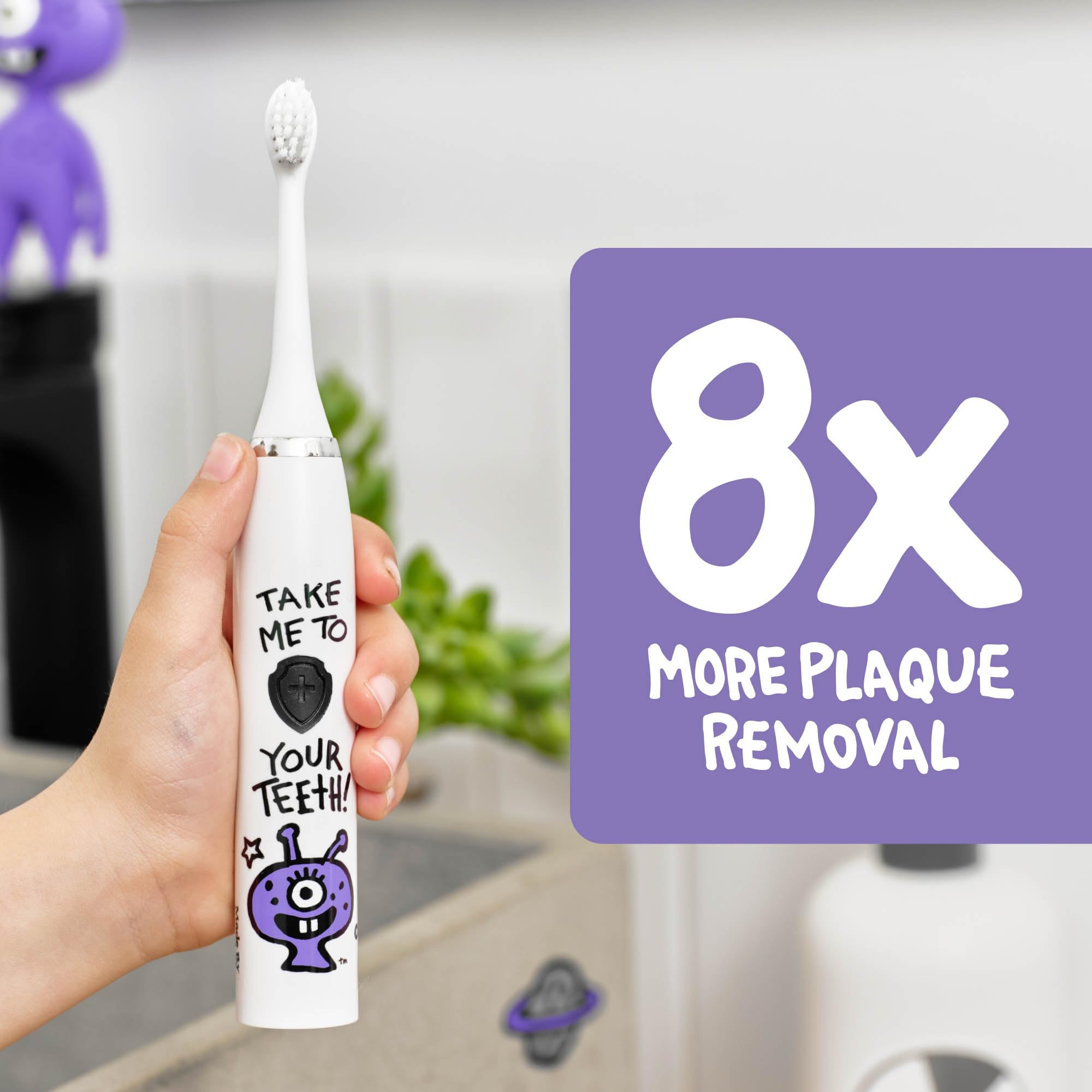 Made by Dentists Spazzolino elettrico per bambini – Spazzolino vibrante ricaricabile con timer include 6 testine di ricambio, pulisce delicatamente i denti, ragazze e ragazzi, bambini e bambini dai 2