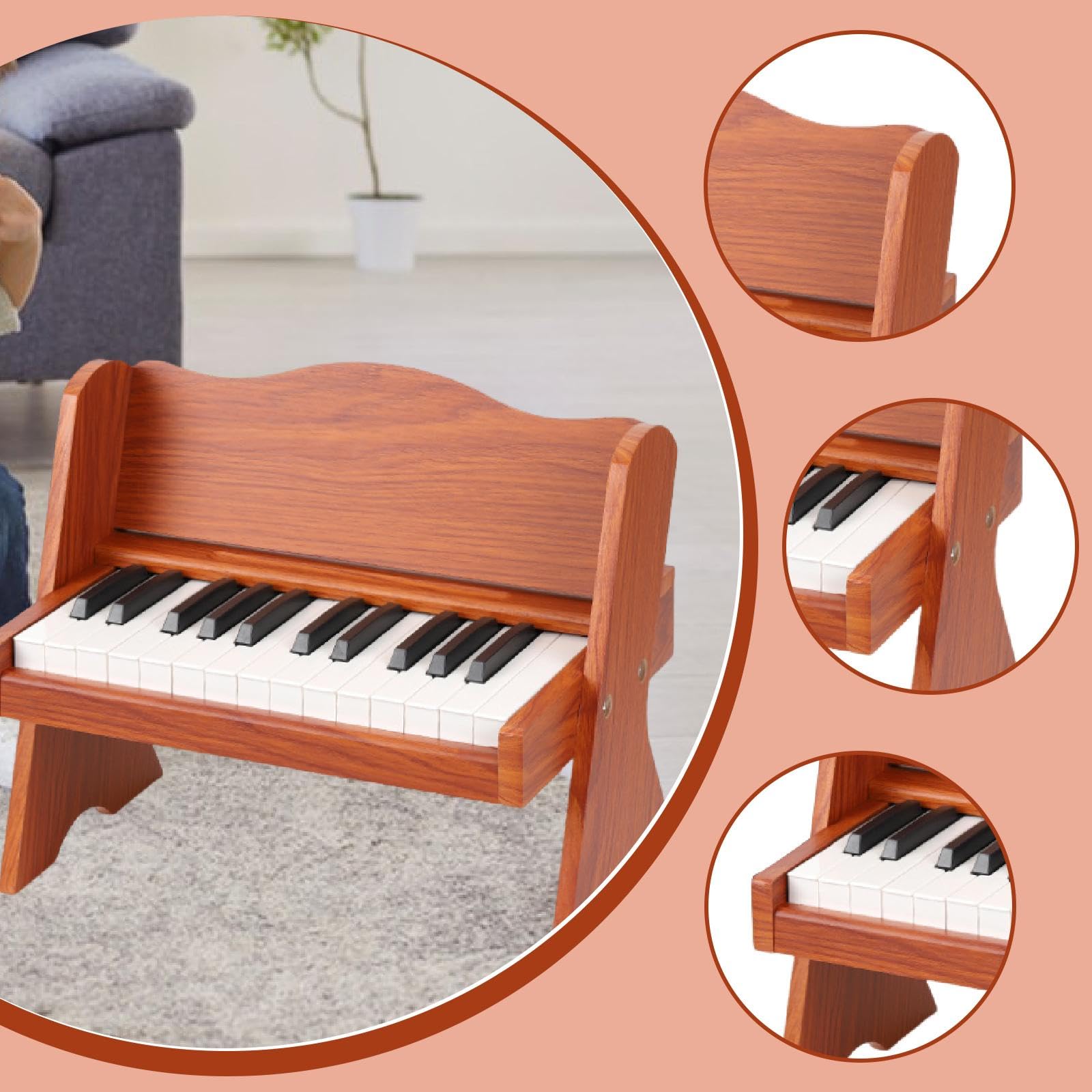 MagiDeal electrónico infantil, instrumento musical regalo para niños y niñas, ideal para aprender música en casa. Juguete madera para el hogar, Color de Madera Brillante