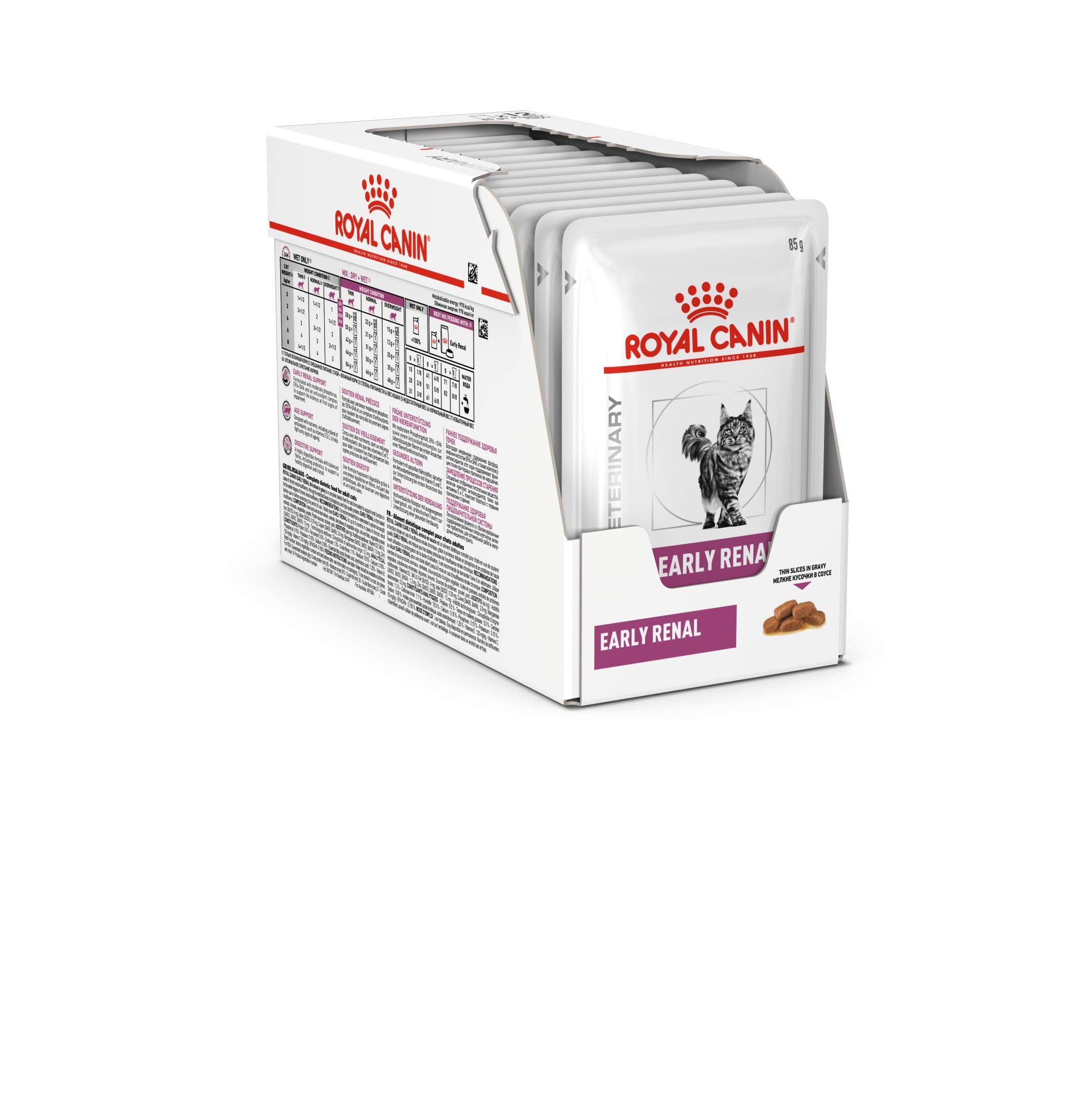 Royal Canin Veterinary Early Renal | 4 unidades | 4 x 12 x 85 g | Alimento completo para gatos | Para el apoyo temprano de la función renal | Con contenido moderado de fósforo