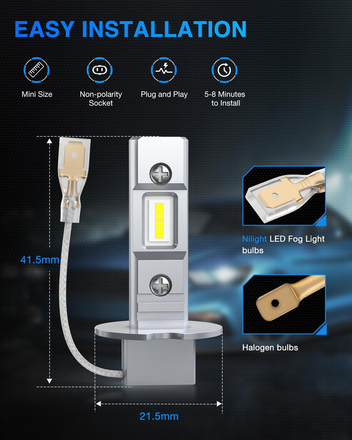 Ampoules H7 Antibrouillard Blanc Froid 6000K – Lot De 2, Ultra Lumineuses & Prêtes à Poser