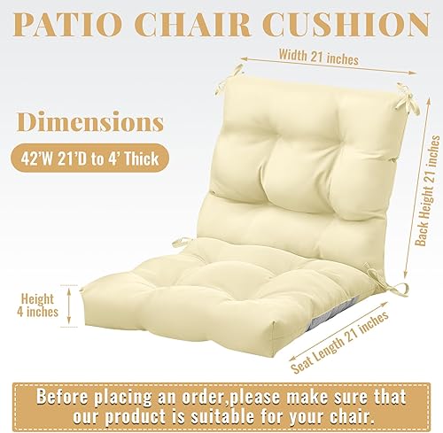 Miniatura 3 de Marsui 4 cojines para sillas de respaldo alto para interiores y exteriores, muebles de patio con lazos, repuesto para todo tipo de clima, cojines