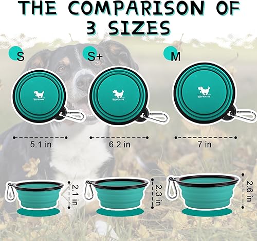 Miniatura 9 de Tazones plegables para perros, para viajes, 2 fuentes de agua portátil para perros, gatos, mascotas, plato de agua plegable para viajar, acampar,