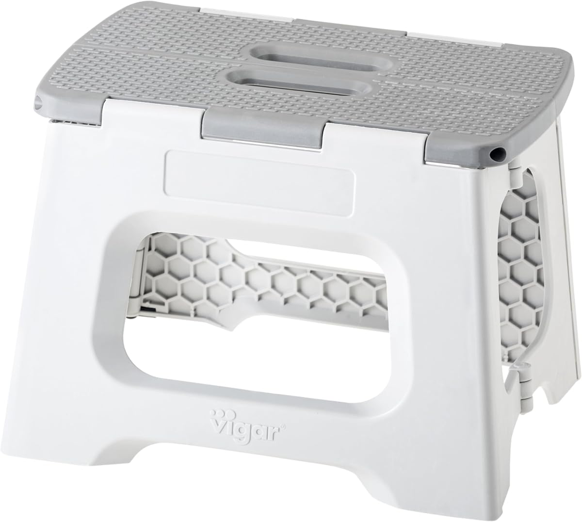 Taburete plegable compacto Vigar, 9 pulgadas, gris | Para adultos de hasta 330 libras, diseño plegable antideslizante y liviano, taburete compacto con escalón, uso doméstico que ahorra espacio
