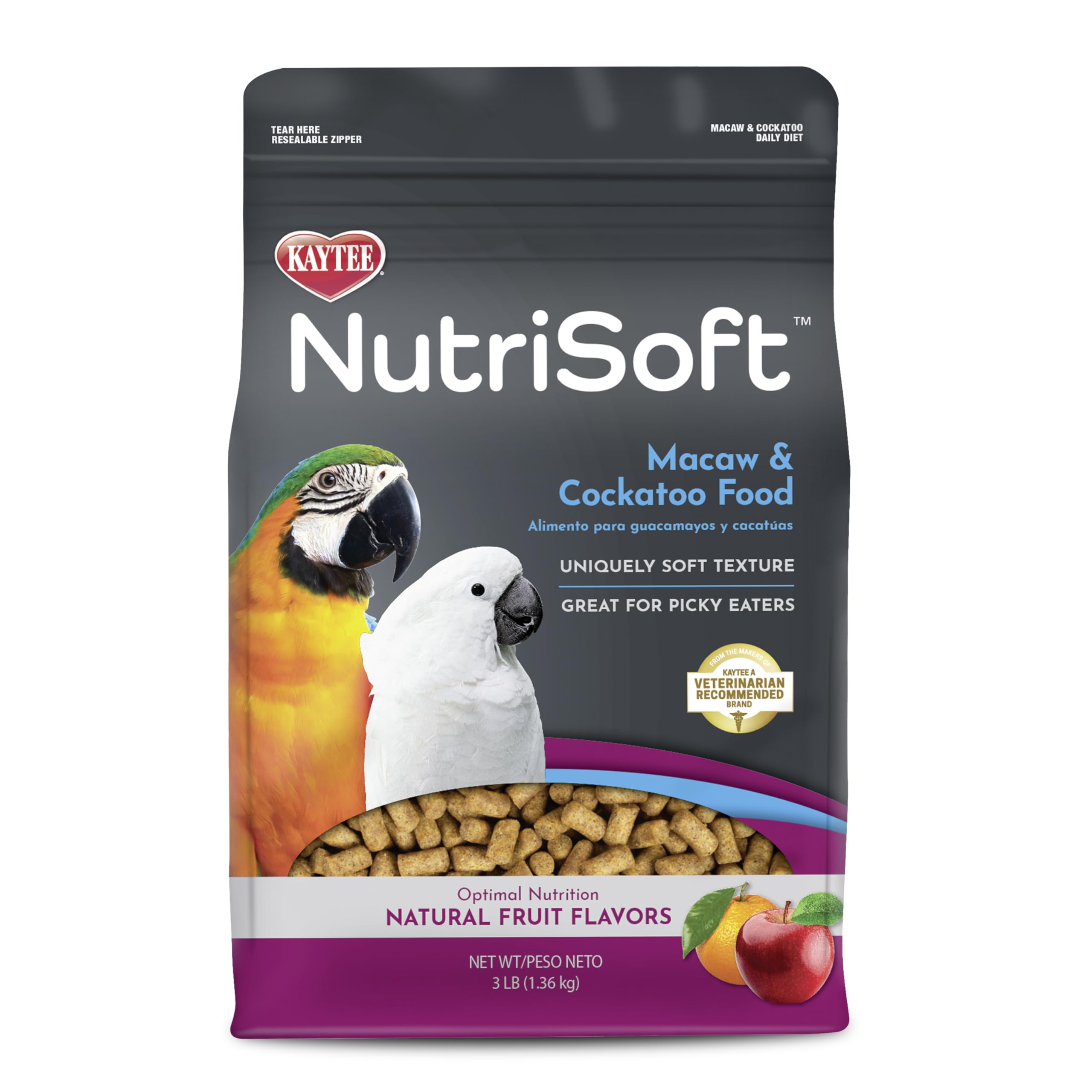 Kaytee Nutri Soft Pet Macaw & Cockatoo Bird Food, 3 Pound