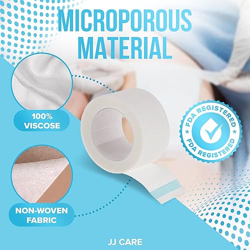 Miniatura 4 de JJ Care Pack de 28 Cinta microporosa cinta de papel médico de 10in x 833ft cinta quirúrgica de papel hipoalergénica sin látex para suministros de