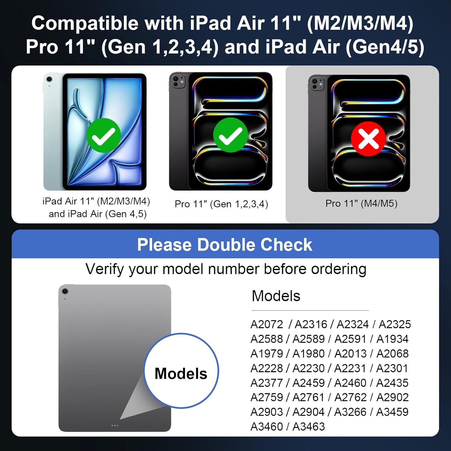 iPad Case with Keyboard Air 11 inch (M4/M3/M2) Pro 11 inch (1/2/3/4 Gen) Multi-Touch Trackpad Easy-Set Bluetooth Magnetic Keyboard Case Floating Stand (Air 5/4/11" (M2/M3/M4) Pro 11" 4/3/2/1)