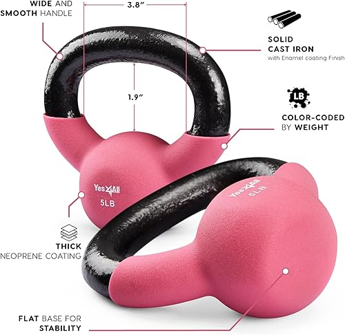 Miniatura 3 de Yes4All - Juego de pesas rusas ajustables con revestimiento de neopreno, pesas de mano para el hogar y el gimnasio, juego de mancuernas para