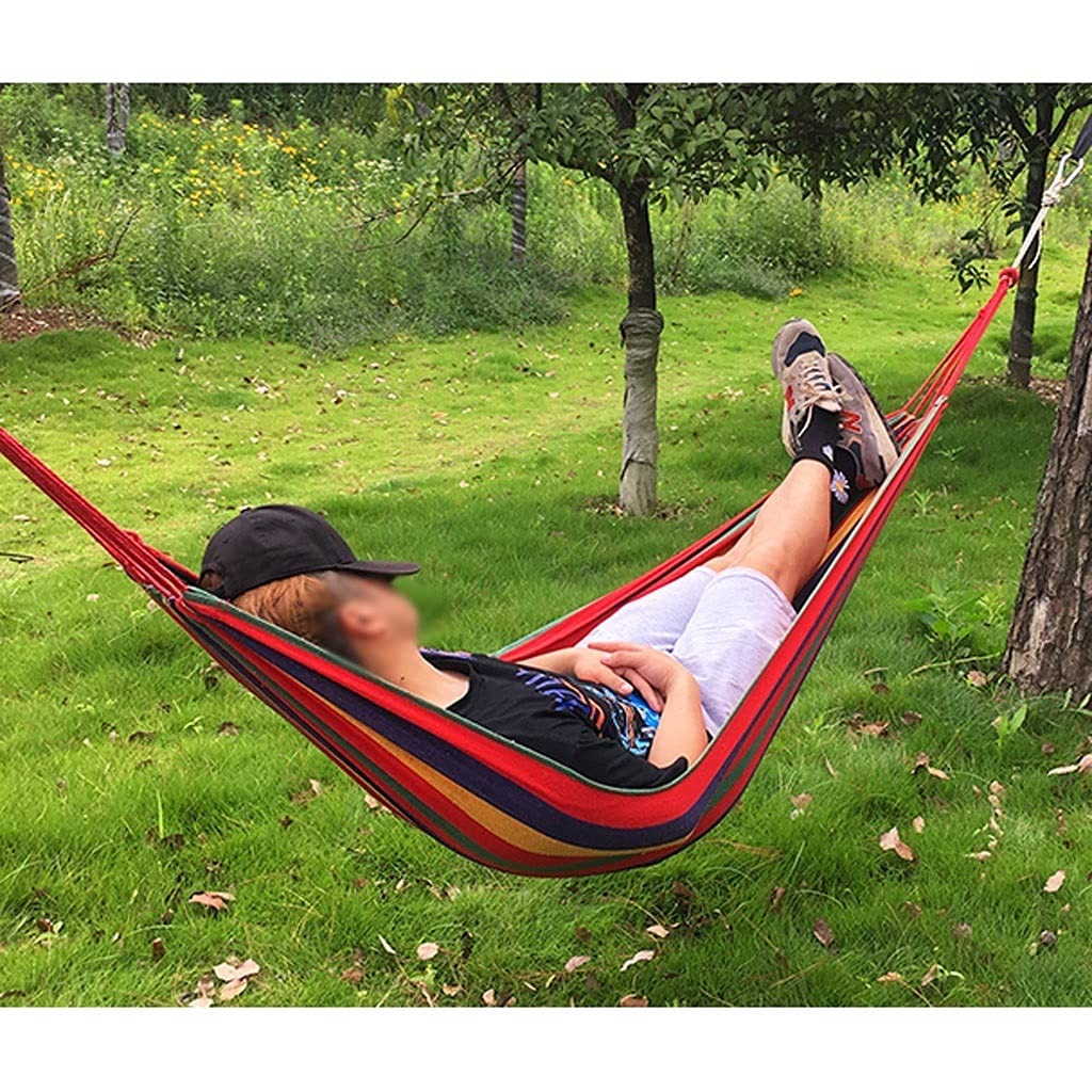 hamak kempingowy Portable Hammock 330 LB Lightweight i trwałe płótno Camping Hamak nadaje się do użytku wewnątrz i na zewnątrz Nadaje się do podróży, plaży, podwórka