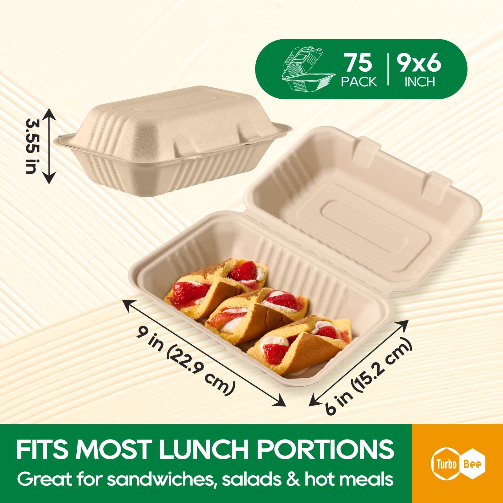 Turbo Bee Natural Compostable Clamshell Containers Gallery Image