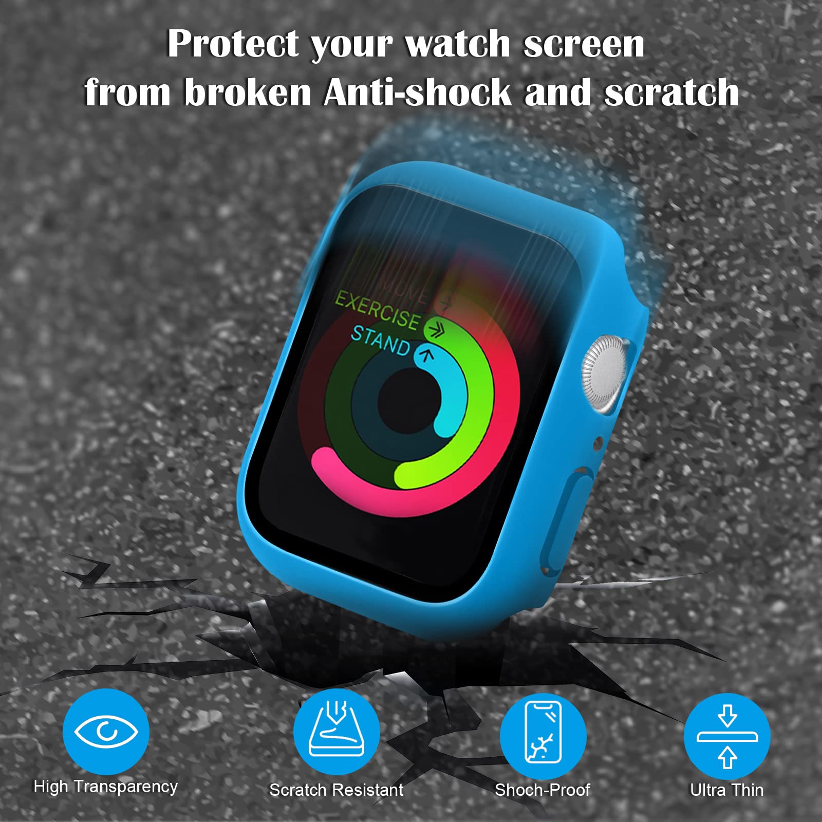 Sieral Lot de 24 protections d'écran pour montre intelligente - Coque rigide en polycarbonate avec coque de protection d'écran en verre trempé compatible avec iWatch pour homme et femme - Couleurs