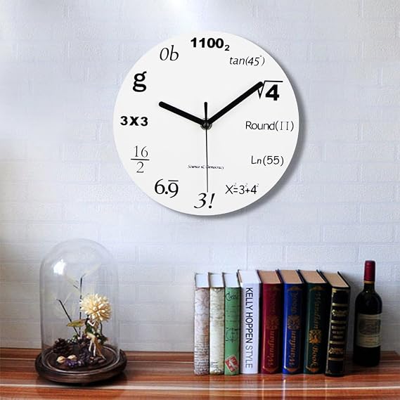 Timelike Math Clock, Unique Wall Clock Modern Design Novelty Maths Equation Clock - Each Hour Marked by a Simple Math Equation (12(30CM))