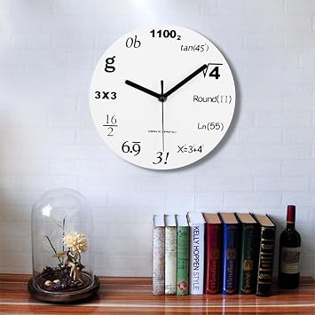 Timelike Math Clock, Unique Wall Clock Modern Design Novelty Maths Equation Clock - Each Hour Marked by a Simple Math Equation (12(30CM))