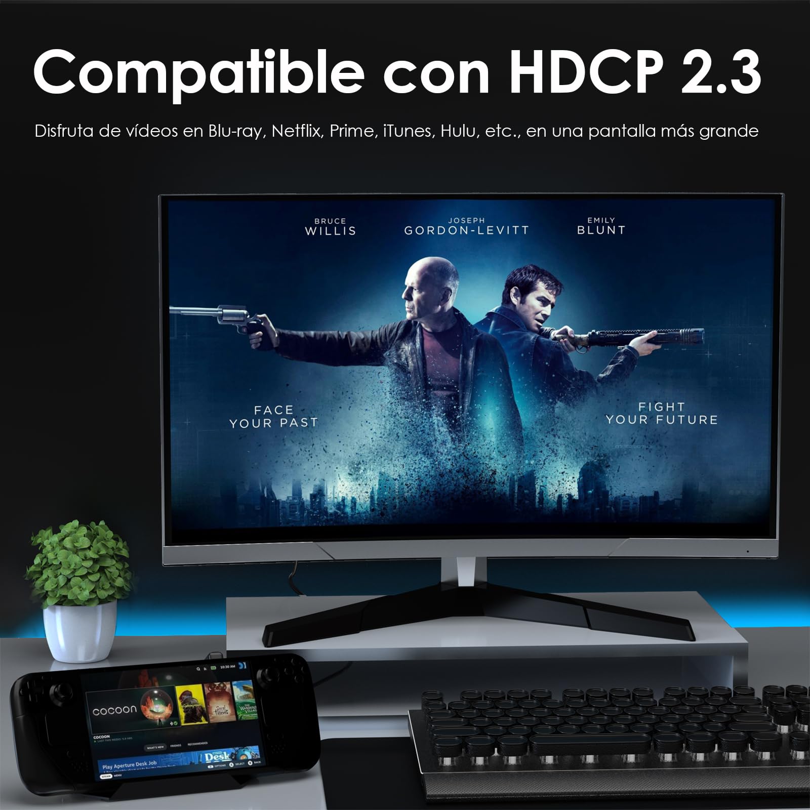 WAVLINK Base para Steam Deck, estación de Acoplamiento 6 en 1 para Steam Deck/ROG Ally con HDMI 2.1 4K a 144 Hz, Entrada PD de 100 W, 3 Puertos USB 3.2 de 10 Gbps y RJ45 Gigabit. | Entrada de 100 W, Gigabit RJ45, 2 × USB-A 10 Gb, 1 × USB-C 10 Gb, compatib