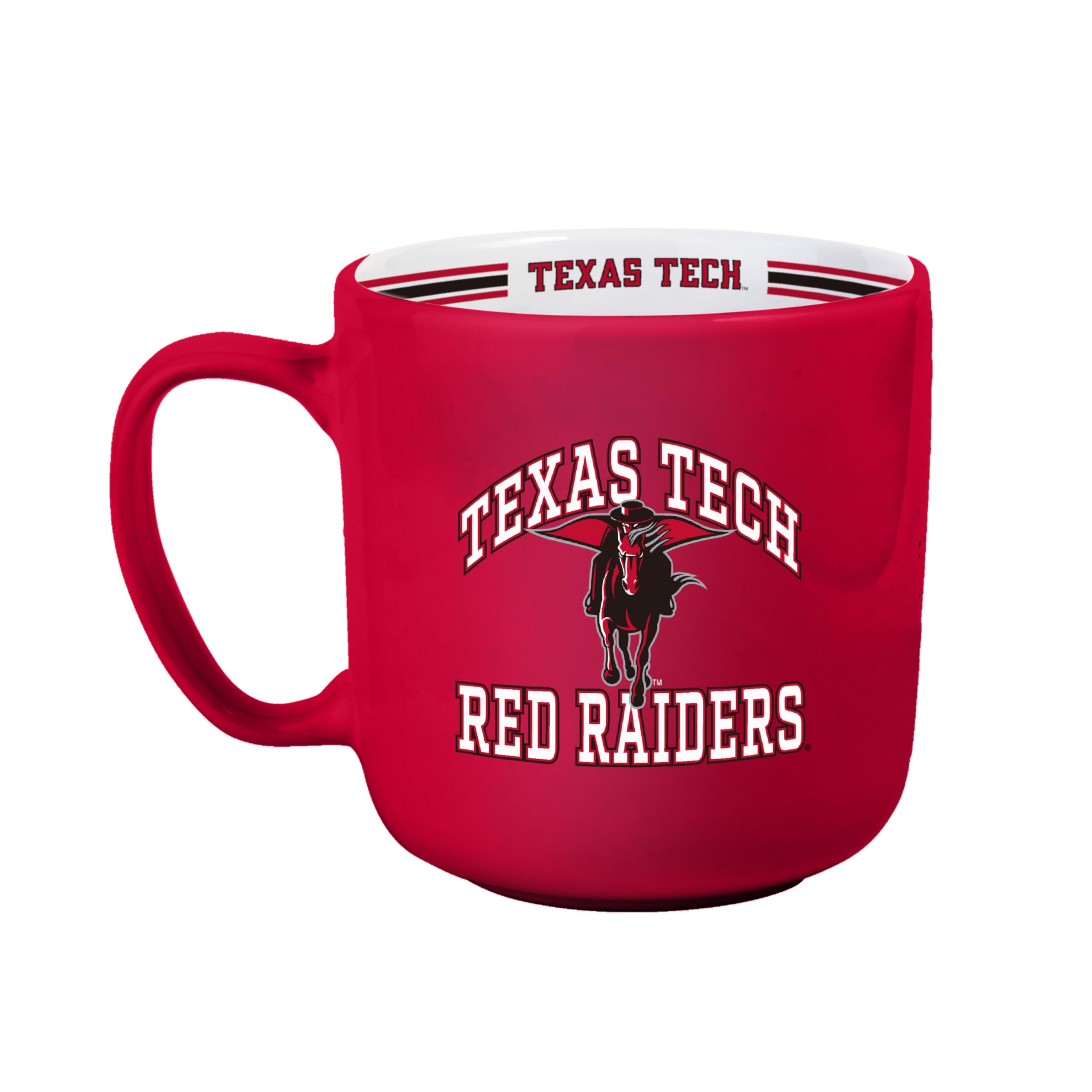 Logo Brands NCAA Texas Tech Red Raiders 15 oz Stripe Coffee Mug — 15 Fluid Ounces | Ceramic | Officially Licensed | Vintage Team Logo | Great Gift