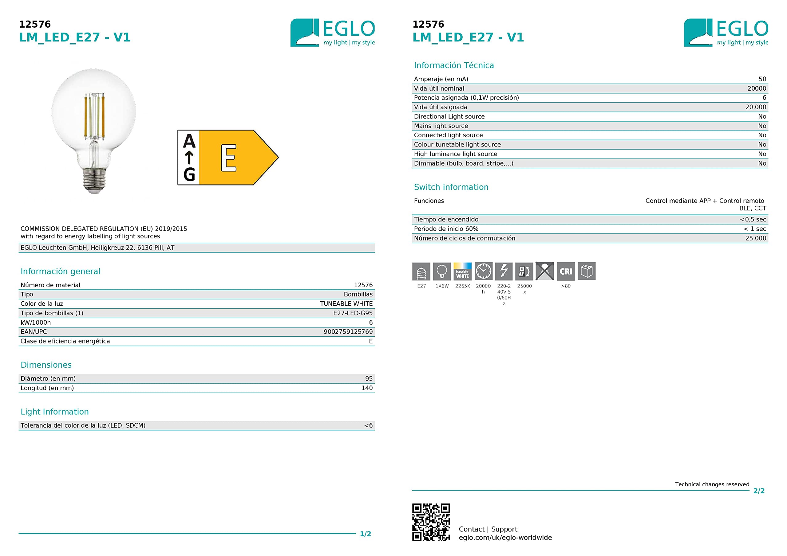 EGLO connect LED E27 lampa, Smart Home vintage żarówka przezroczysta