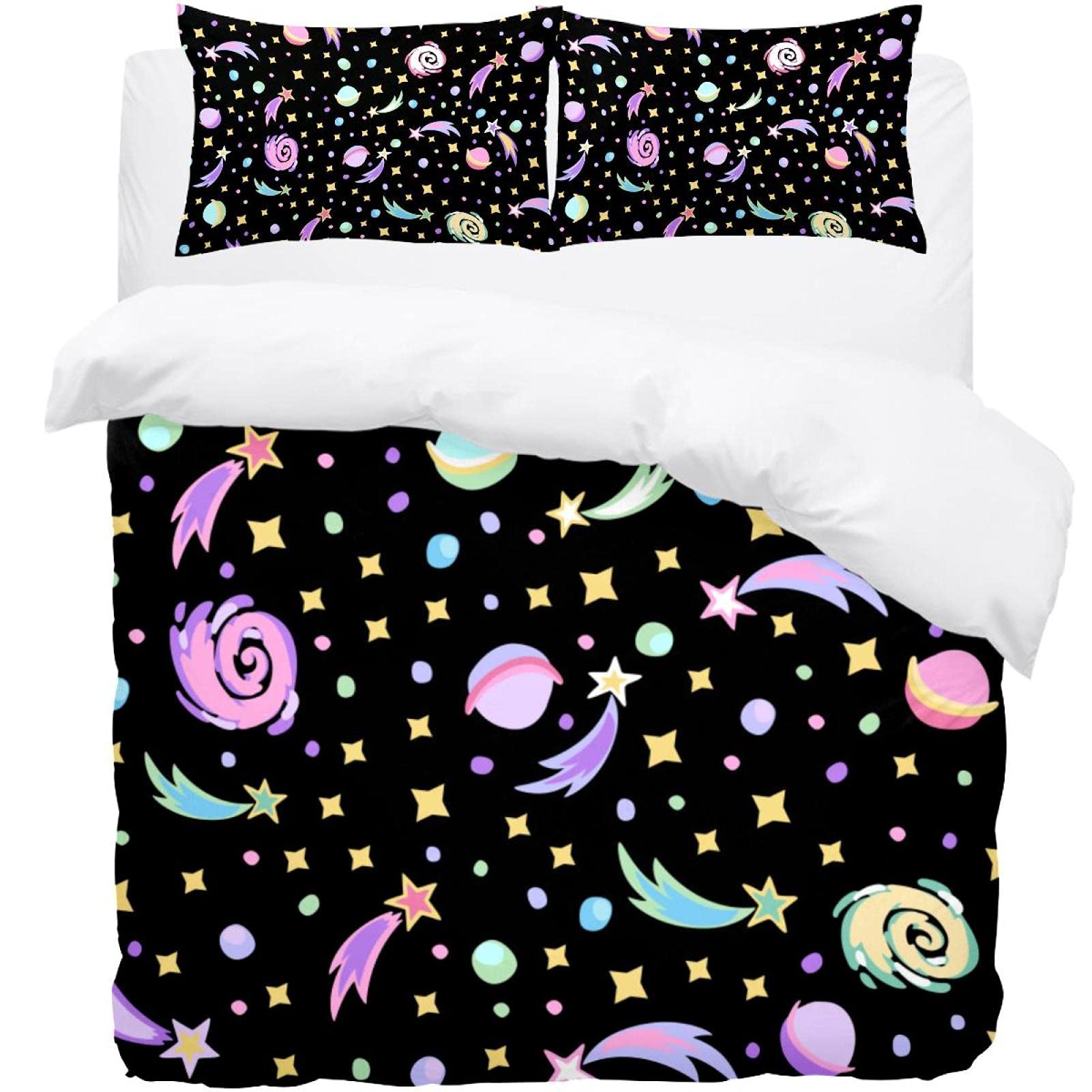Parure de lit motif étoiles noir avec housse de couette pour nuits paisibles