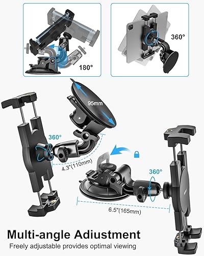 Miniatura 4 de woleyi Soporte para tableta de parabrisas de automóvil, con ventosa de vidrio de 3.740 in, soporte para tablet de tablero de ventana para automóvil