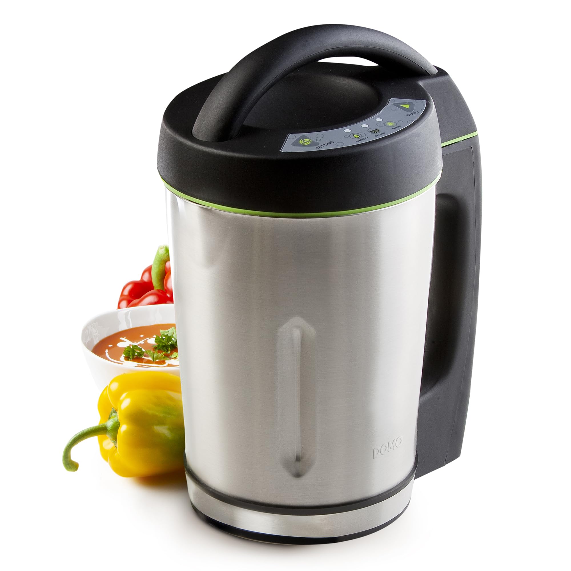 DOMO DO498BL Suppenmacher – 1,6 Liter - Standmixer mit 3 automatischen Programmen - Edelstahl/Schwarz