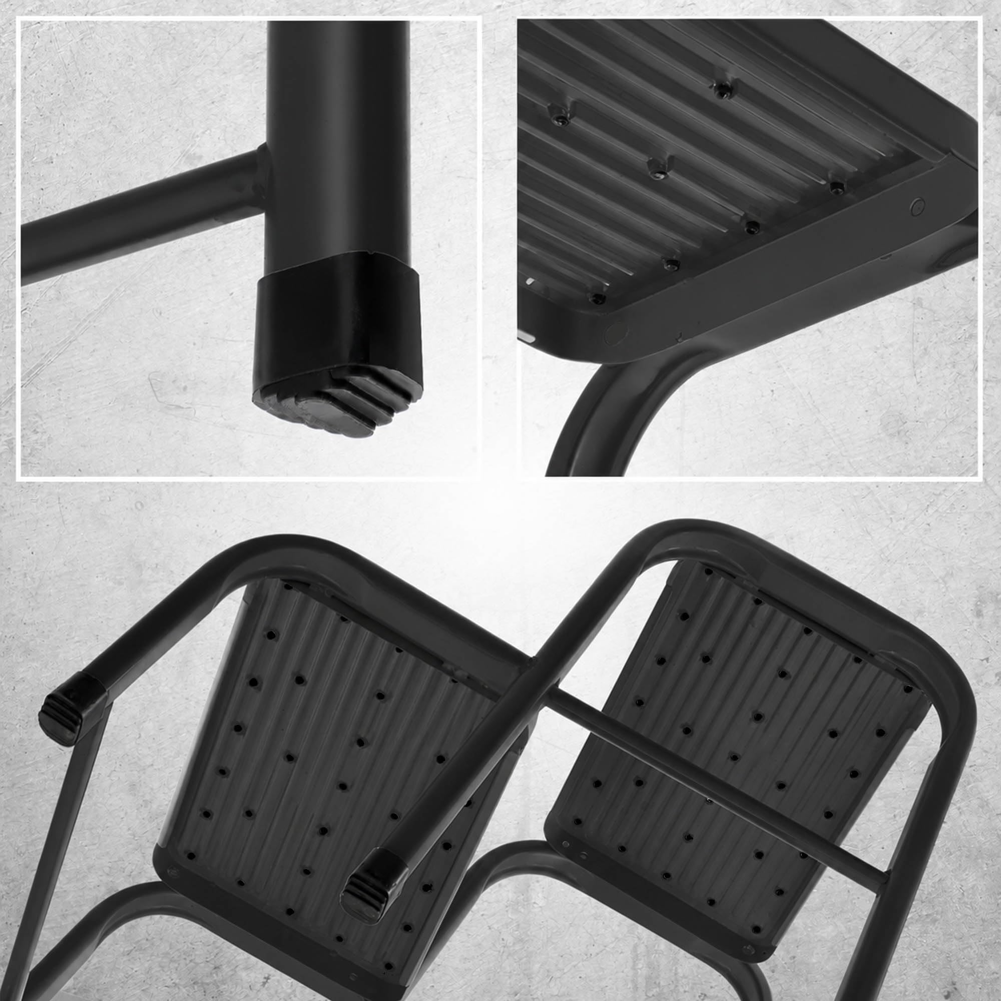 KADAX Taburete de acero, escalera doméstica de hasta 150 kg, taburete de transporte con patas antideslizantes, escalera doméstica, taburete de aluminio (2 niveles)