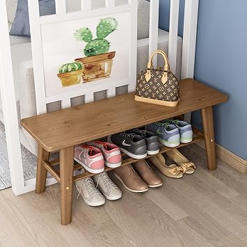 Bamboo Shoe Bench 261216inch, Shoe Rack Bench for Entryway Small Space, Wood Shoe Rack Bench for Entryway, Living Room, Bench Seat Holds