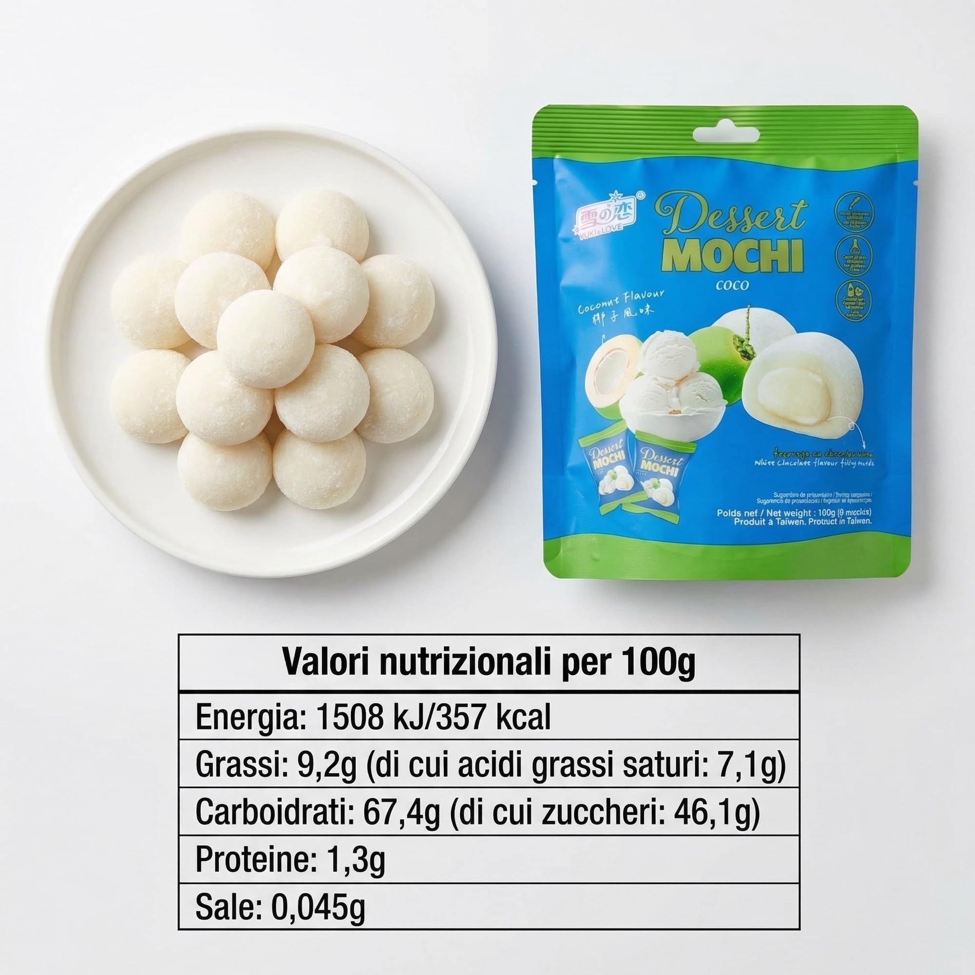 HU TASTE Mochi Dessert Selection: Mix 5 Gusti Pistacchio, Cocco, Menta, Brownie, Caramello Salato - Snack Dolci Giapponesi, Japanese Food Snack Box e Dolci Giapponesi Assortiti, 5 Confezioni