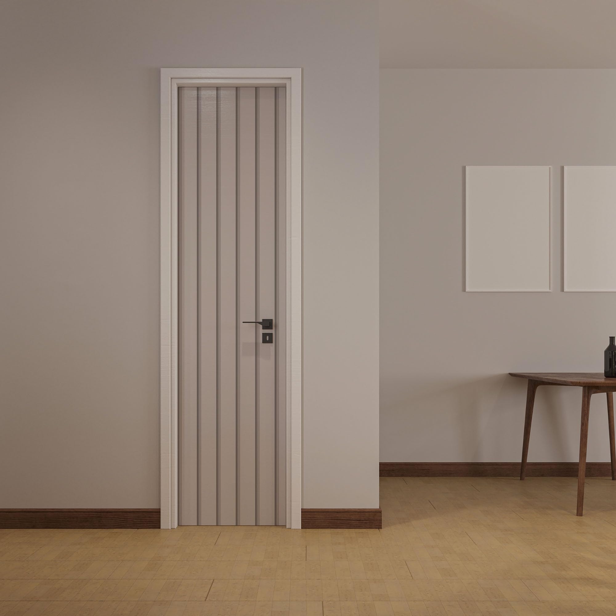 Tapeta samoprzylepna jednolity jasny szary panel ścienny 3D z listewkami