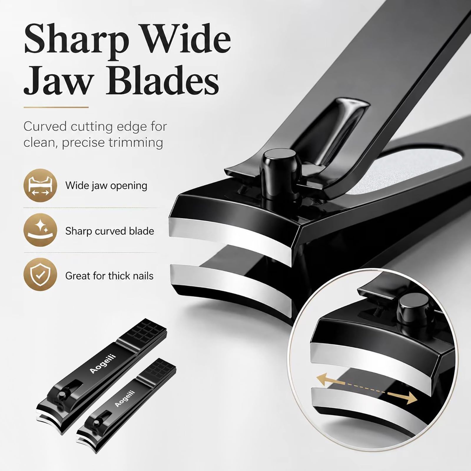 Aogeili Nail Clippers - Thick Toenails & Fingernails -3