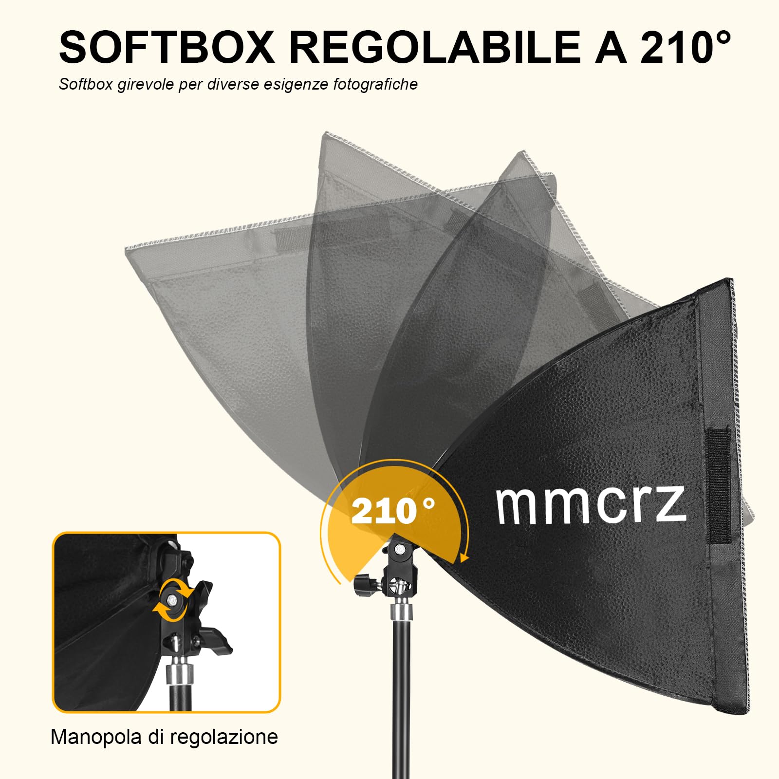 Set di 2 luci professionali softbox da 40 x 40 cm, luci da studio con 85 W, 2700-6500 K, E27 LED, illuminazione continua per fotografia/registrazione video, streaming live