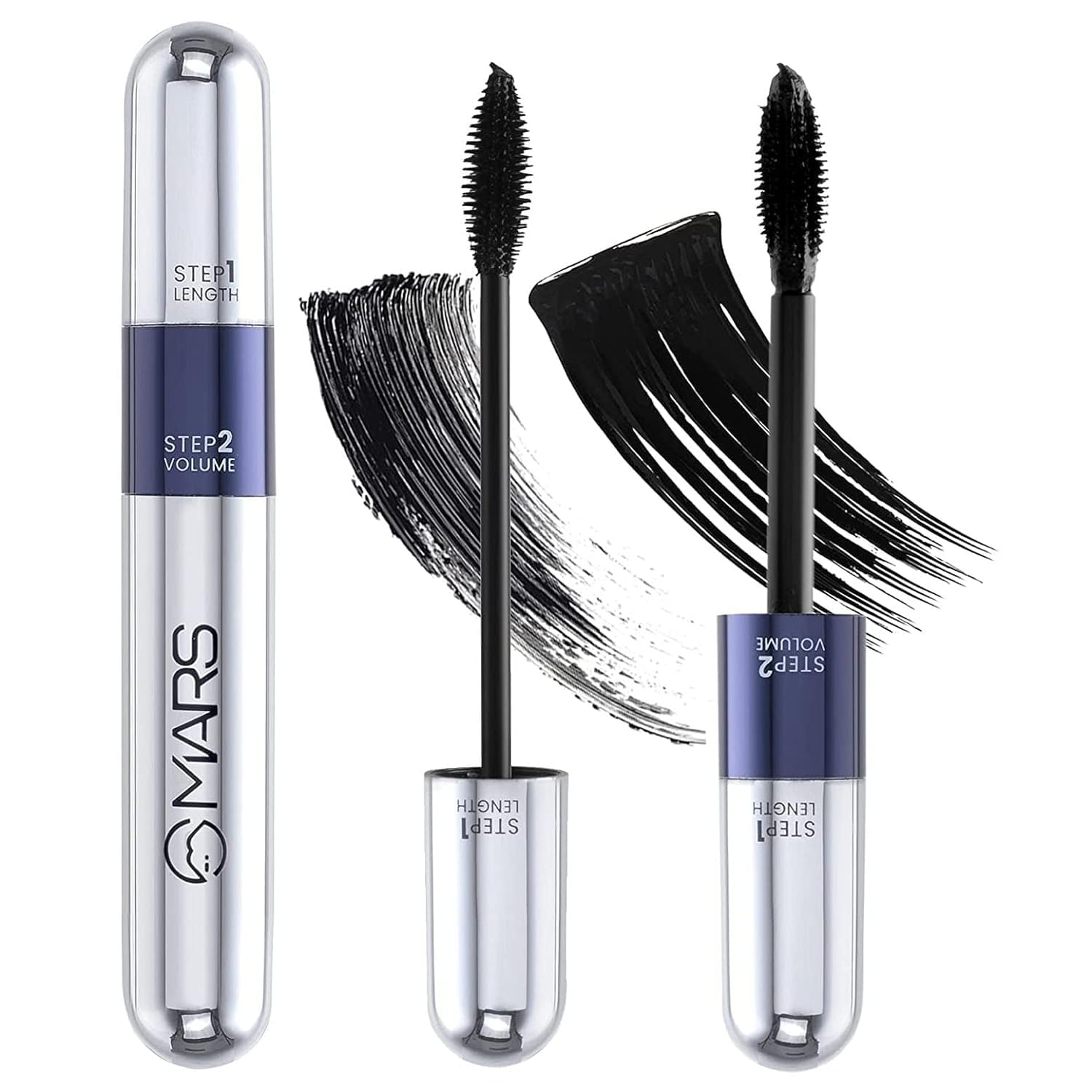 MAR'S Double Trouble Volumizing and Lengthening Mascara | 2-in-1 Mascara for Women | Long Lasting (15 ml), Blue