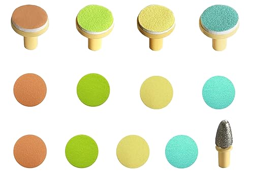 Recambios eléctricos para recortadora de uñas, 13 en 1, almohadillas de papel de lija eléctricas para bebés (almohadillas surtidas con base amarilla)
