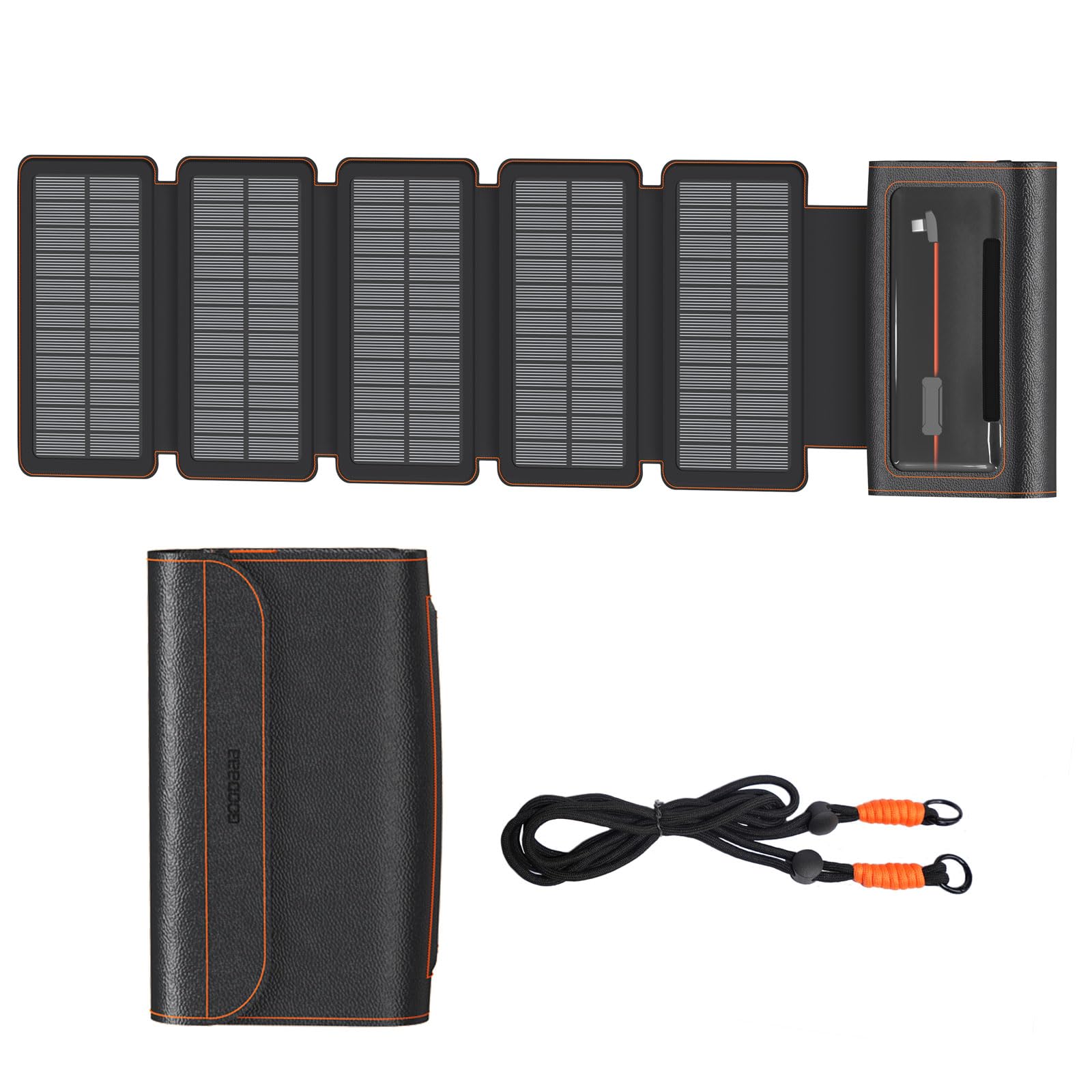 Cargador solar portátil plegable de 10W con USB-C y bolsa impermeable para camping