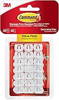 Command Decorating Clips 40-Pack with 48 Strips - Damage-Free Hanging for Fairy Lights, Christmas Strings & Cables, No Tools Needed