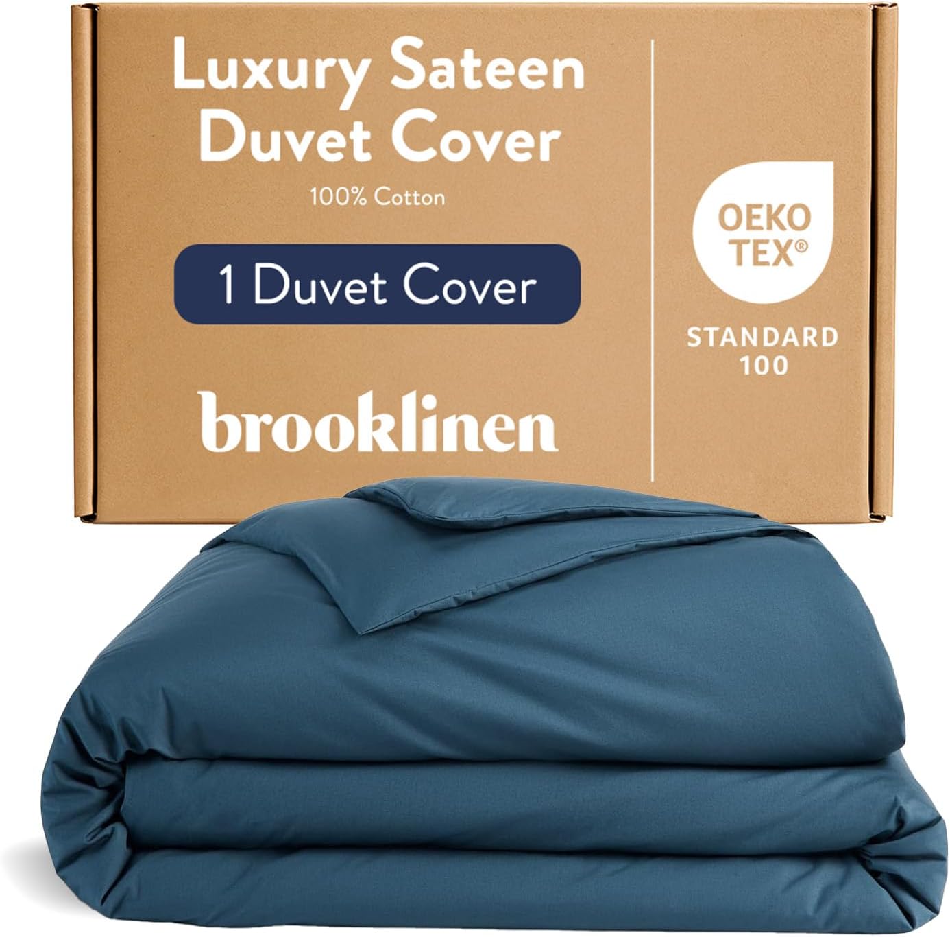 Brooklinen Luxury Sateen Duvet Cover - 100% Cotton, King/California King Size in Pebble with Extra-Long Corner Ties and Button Closure - Best King/Cali King Duvet Covers