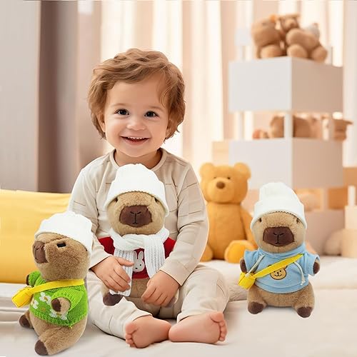 Miniatura 7 de Capybara - Peluche con 10 piezas de ropa y accesorios, juguetes de peluche Capybara con trajes, incluyendo 10 juegos de ropa y accesorios, adecuado