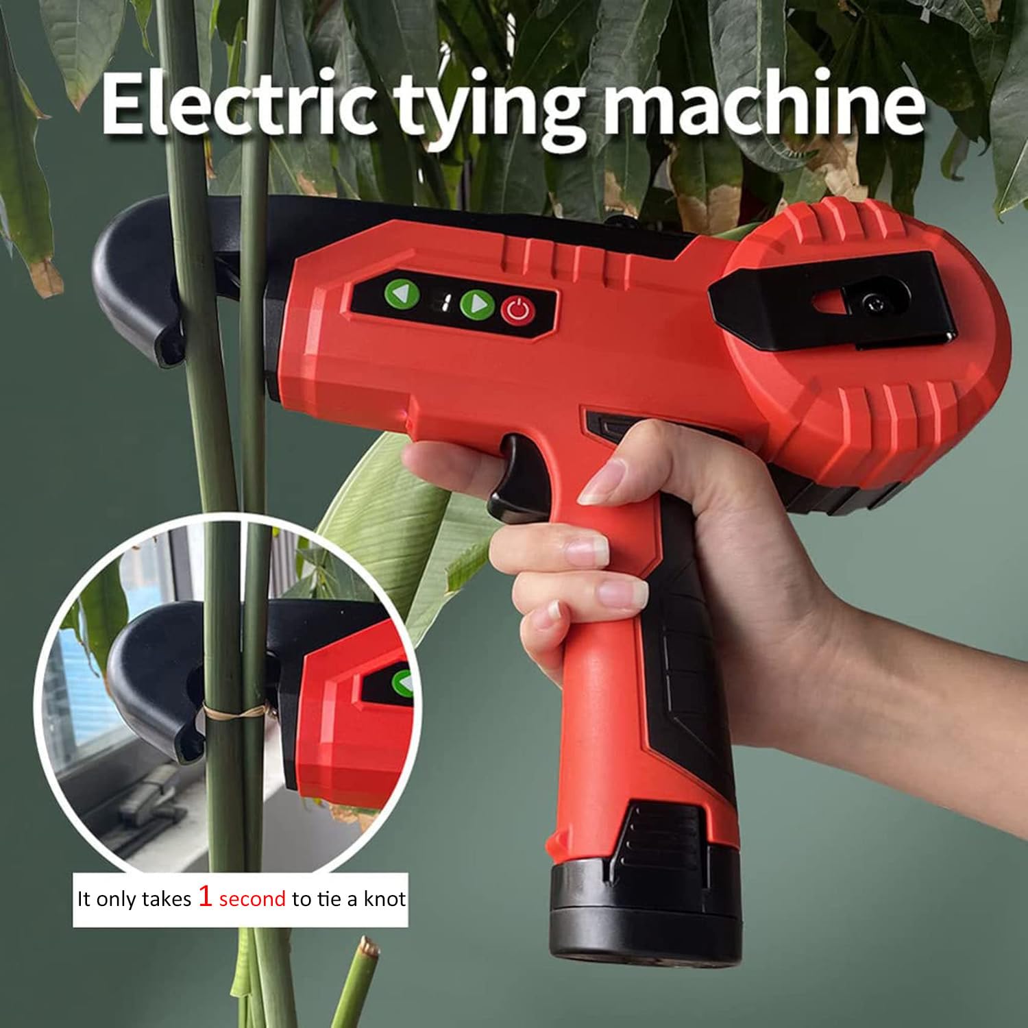 Máquina para Atar Plantas Herramienta Eléctrica para Atar Vides de Jardín, Herramienta de Cinta Agrícola con 2 Cintas en Rollo y 2 Baterías para Tomate y UVA