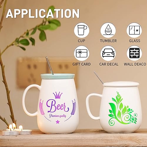 Miniatura 5 de IModeur Vinilo holográfico para Cricut Opal Rich Gold - Paquete de 5 láminas de vinilo holográfico permanente de 12 x 12 pulgadas para manualidades,